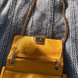 Michael kors yellow snakeskin embossed purse